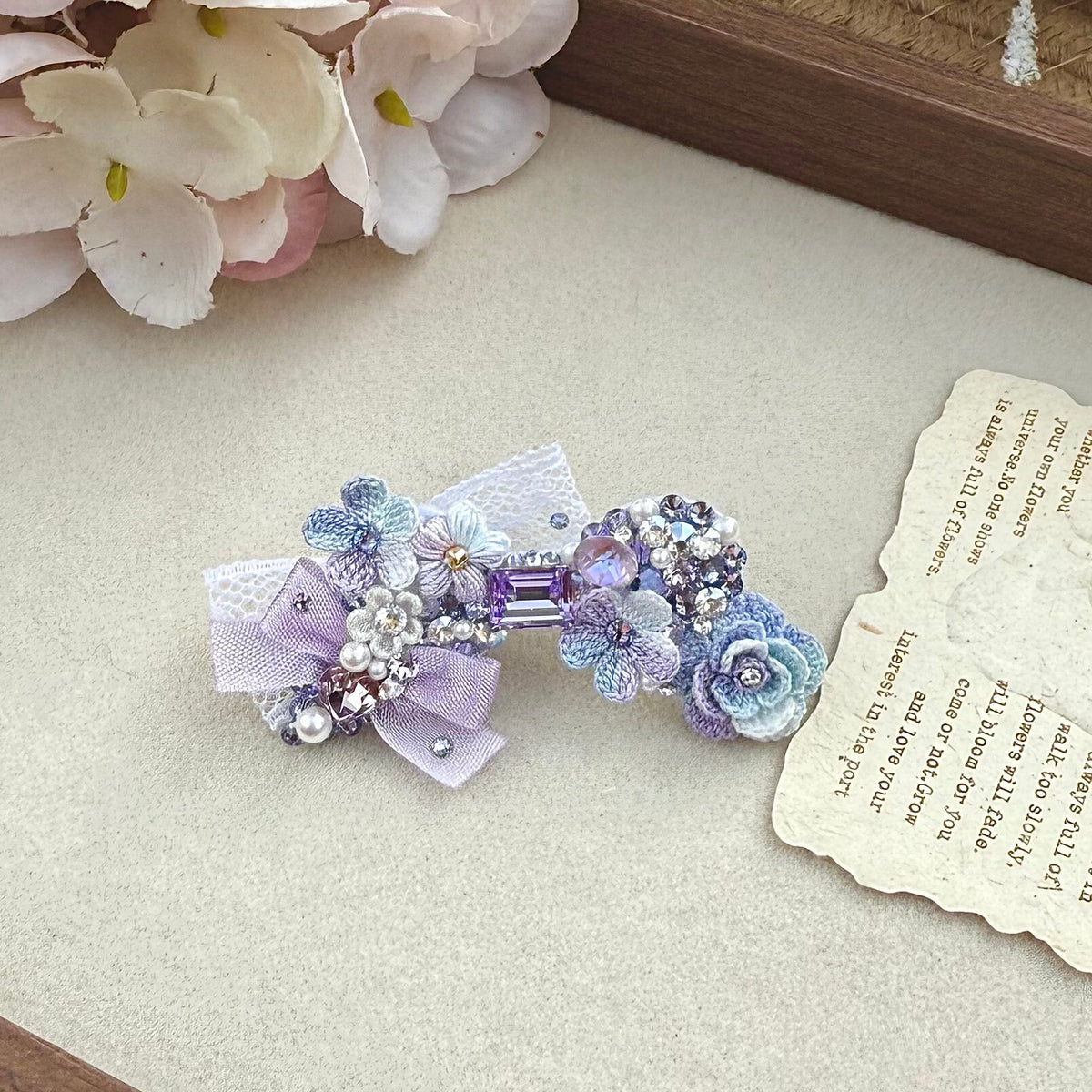 Handmade Micro Crochet Flower Pet Hair Clips, Full Rhinestone Dog Barrettes, Non-Slip Hair Accessories for Maltese Yorkie Bichon Puppy